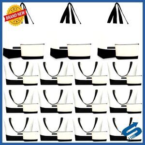 Canvas Tote Bags Bulk Set with Zipper Cosmetic Pouches Reusable DIY Craft